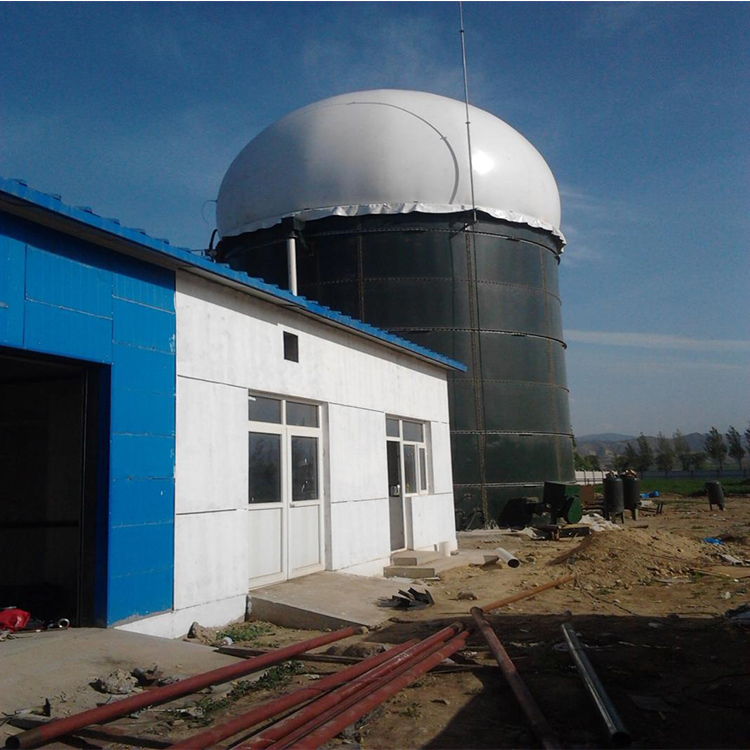 Integrated anaerobic equipment with double film biogas holder and related equipment